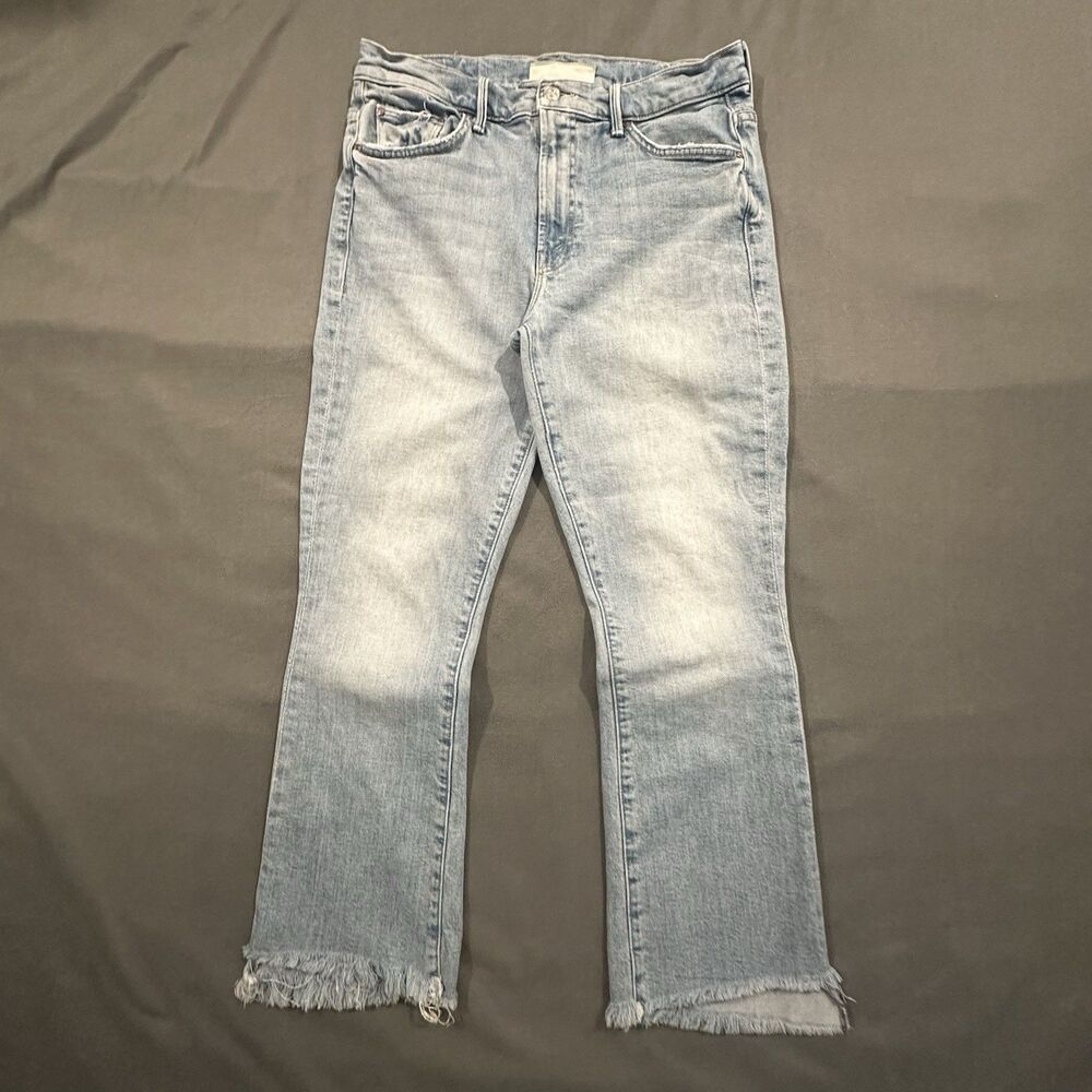 Mother Jeans The Insider Crop Step Fray Womens 29 Distressed Light Wash Blue